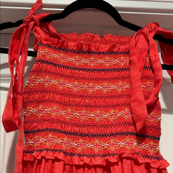 Coral Linen Maxi Dress - Picture 2 of 4